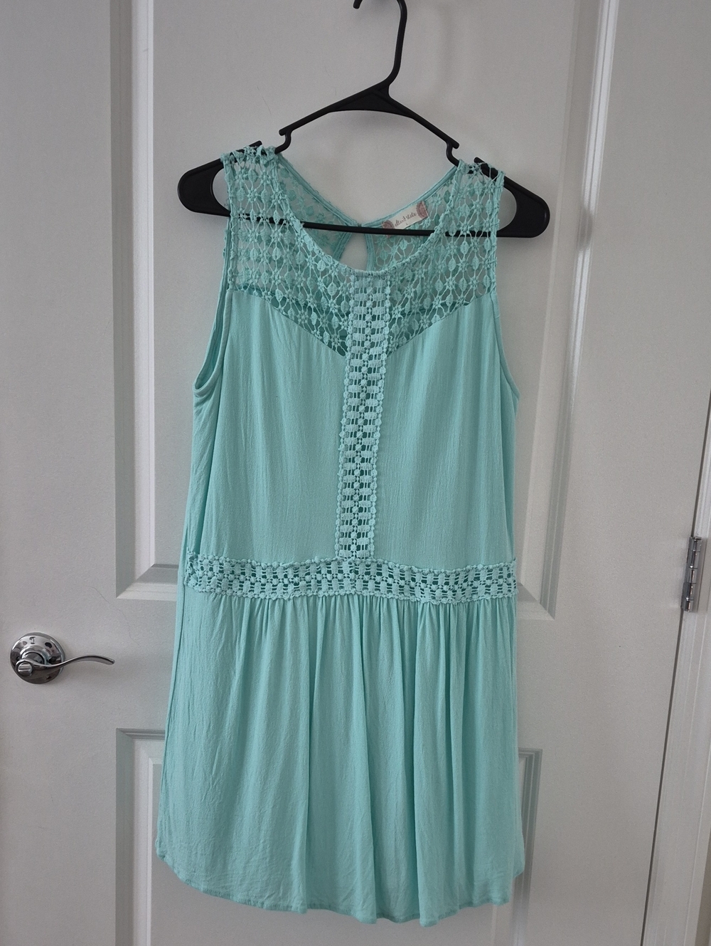Altar'd State Mint Crochet Yoke Mini Dress